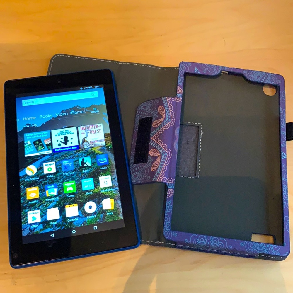 Amazon Fire Tablet, Blue with Case
